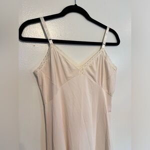 Vintage Beige Nude Lacey Fairy Cottagecore Coquette Soft Girl Dress Slip 36 Tall